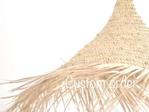 Moroccan rattan palm light fringe suspension  lamp Custom Order 2