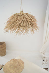 Moroccan rattan shaggy palm light hand made suspension lamp