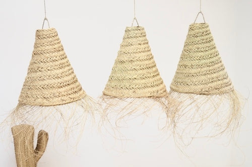 Moroccan rattan light suspension cone