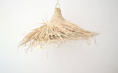 Moroccan rattan palm light fringe suspension lamp