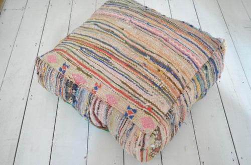 Vintage Moroccan Pouf Hanbal Berber Ottoman  Pouf Floor Pillow